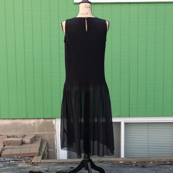 COPY - Eileen Fisher Black Sheer Crepe Midi Shift Dress - Picture 2 of 8